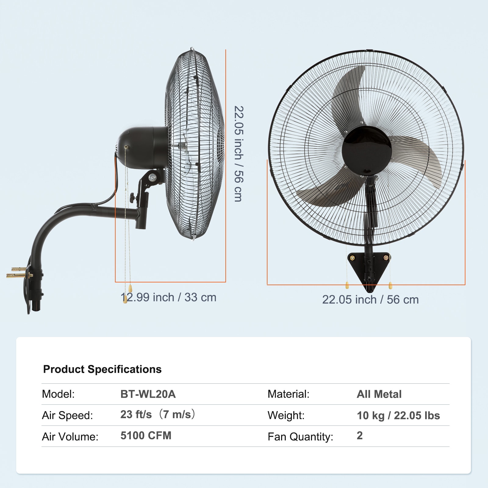 Industrial Wall Mounted Oscillating Fan High Velocity Black_voghion.com